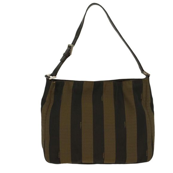 Fendi Pequin Brown Synthetic Shoulder Bag (Pre-Owned) - Picture 11 of 12